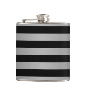 Black and Silvery Grey Stripes Pattern Flask