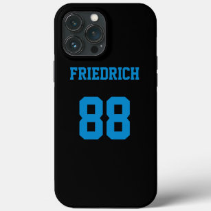 Black and Sky Blue Jersey Name Number iPhone 13 Pro Max Case
