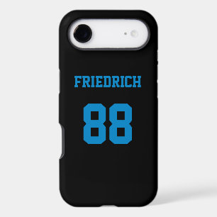 Black and Sky Blue Jersey Name Number iPhone 17 Air Case
