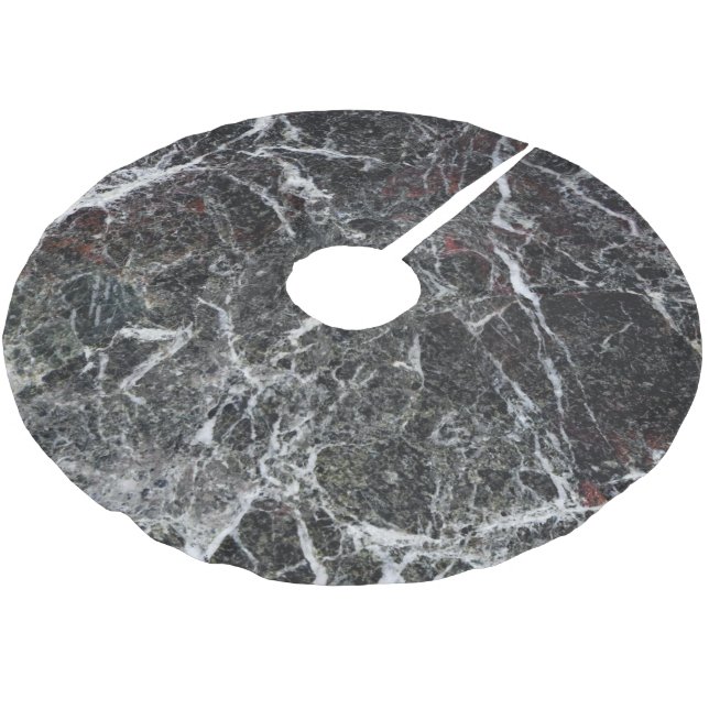 Black And Smoke Gray Marble Texture Brushed Polyester Tree Skirt (Angled)