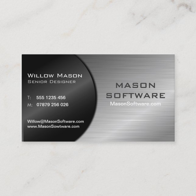 Black and Steel Folded Technology Business Card (Front)