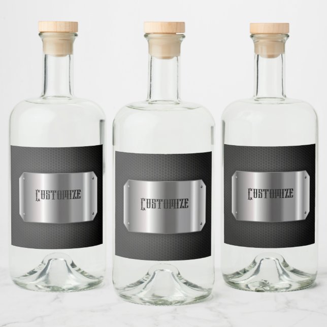 Black And Steel Liquor Bottle Label (Bottles)