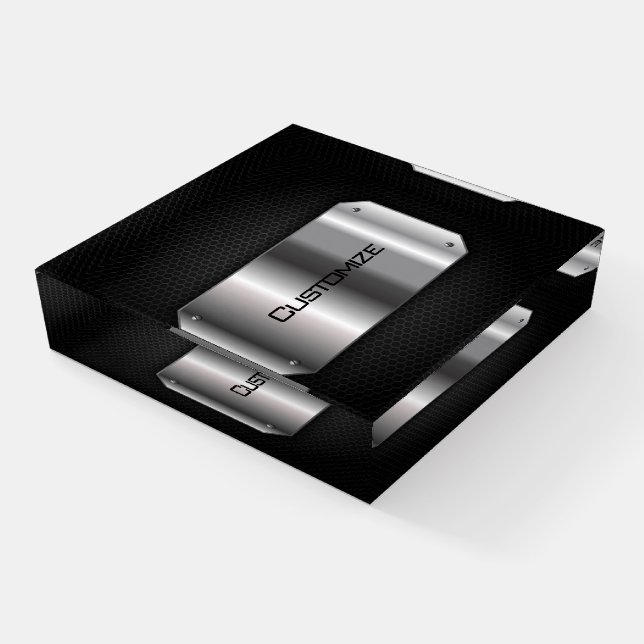Black And Steel  Paperweight (Angled)