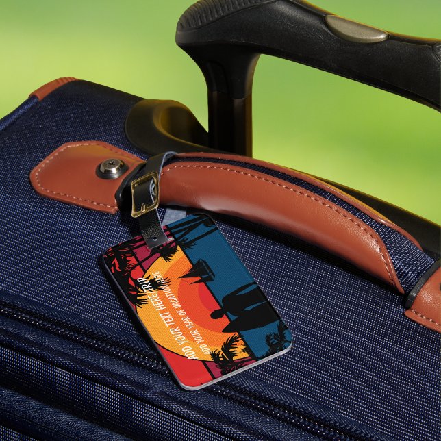 Black and Sunset Vacation  PERSONALIZE Luggage Tag (Unique and personalized design for your special travel Adventures!)