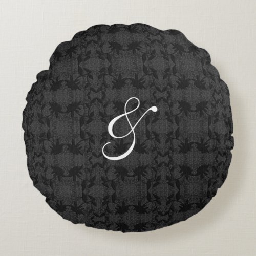 Black And Symbol Round Pillow
