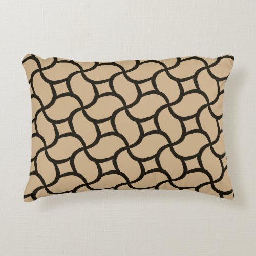 Black and Tan Abstract Line Pattern Accent Pillow