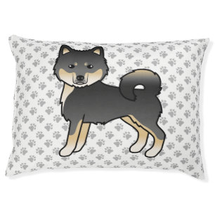 Black And Tan Alaskan Malamute Cartoon Dog & Paws Pet Bed