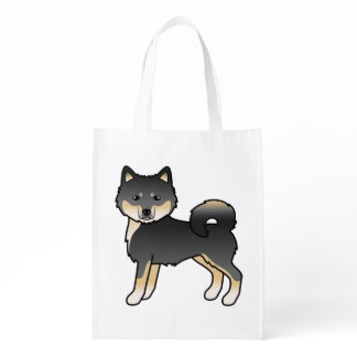 Black And Tan Alaskan Malamute Cute Cartoon Dog Grocery Bag