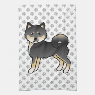 Black And Tan Alaskan Malamute Cute Cartoon Dog Kitchen Towel