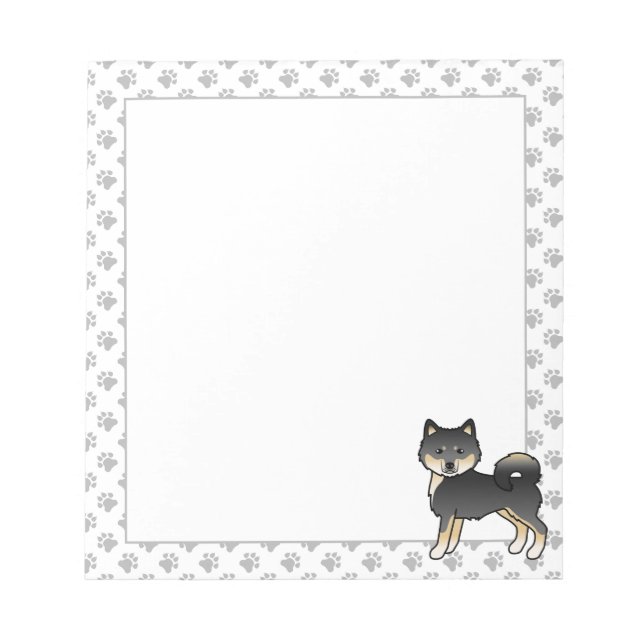 Black And Tan Alaskan Malamute Cute Cartoon Dog Notepad (Front)