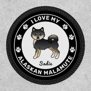 Black And Tan Alaskan Malamute Cute Cartoon Dog Patch