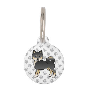 Black And Tan Alaskan Malamute Cute Cartoon Dog Pet ID Tag