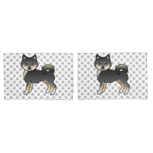 Black And Tan Alaskan Malamute Cute Cartoon Dog Pillow Case