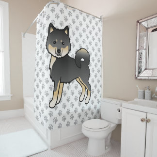 Black And Tan Alaskan Malamute Cute Cartoon Dog Shower Curtain