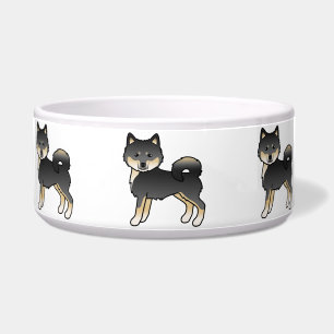 Black And Tan Alaskan Malamute Cute Cartoon Dogs Bowl