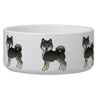 Black And Tan Alaskan Malamute Cute Cartoon Dogs Bowl