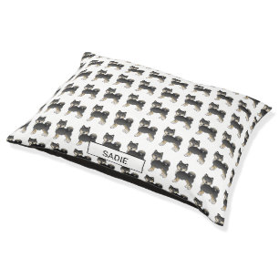 Black And Tan Alaskan Malamute Dog Pattern & Name Pet Bed
