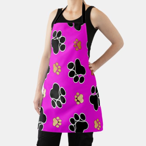 Black and tan canine dog paw  apron