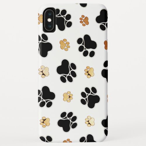 Black and tan canine dog paw print white iPhone XS max case