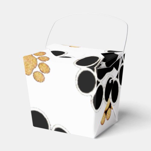 Black and tan canine dog paw print white favor boxes