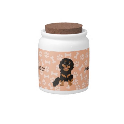 Black and Tan Cartoon Cavalier Spaniel  Candy Jar