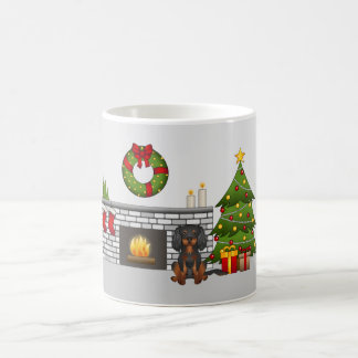 Black And Tan Cavalier Dog In A Christmas Room Coffee Mug