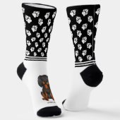 Black And Tan Cavalier Dog With Name And Paws Socks (Angled)