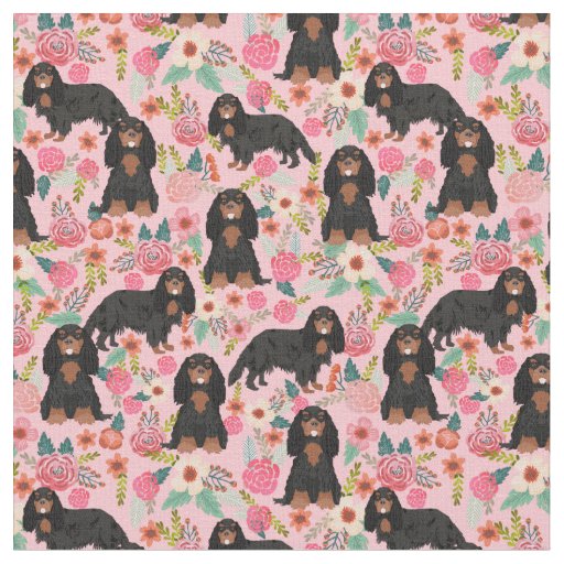 black and tan cavalier kc spaniel fabric