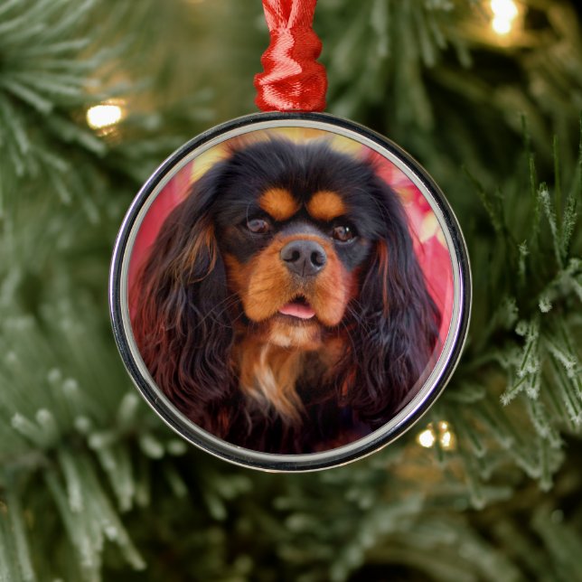 Ornement De Noël Céramique Cavalier King Charles - Personnalisable Avec Prénom - Avec Ficelle Dorée