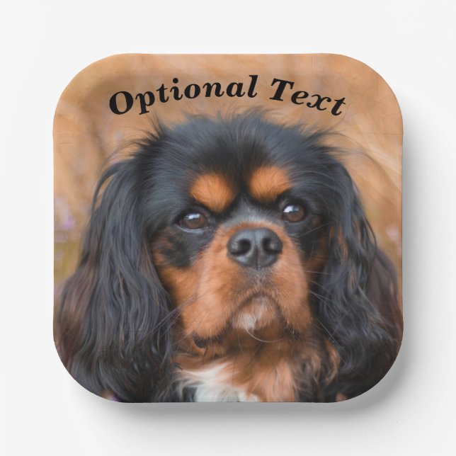 Black and Tan Cavalier King Charles Spaniel Dog Paper Plates (Front)