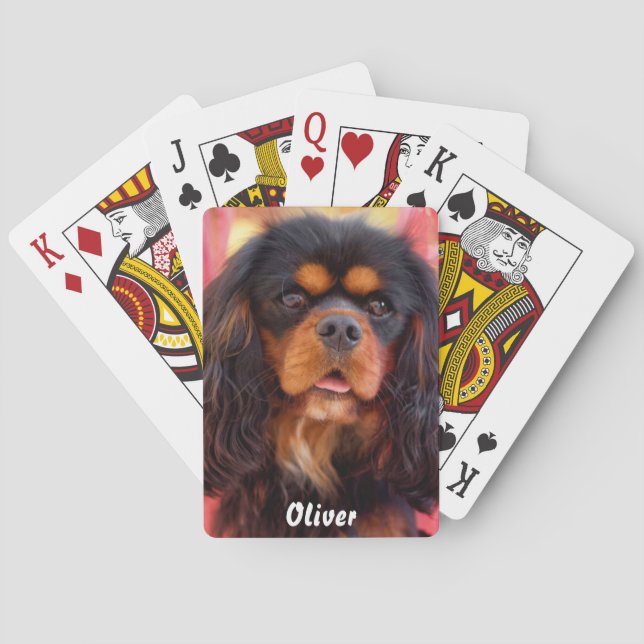 Black and Tan Cavalier King Charles Spaniel Dog Poker Cards (Back)