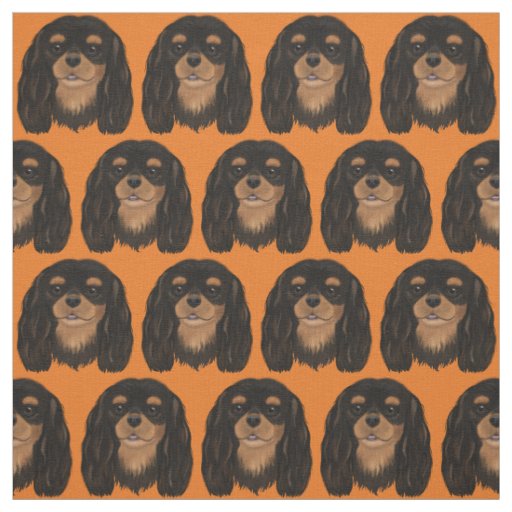 Black and Tan Cavalier King Charles Spaniel Fabric