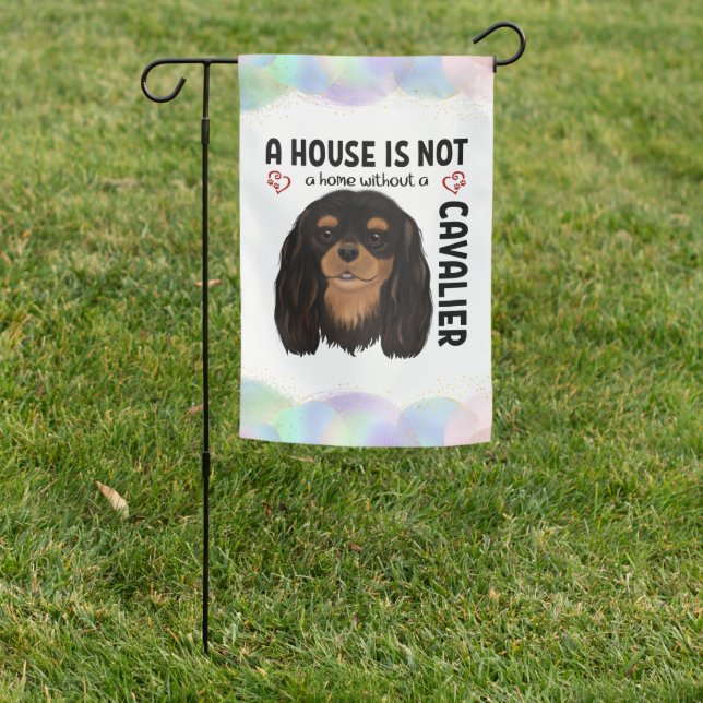 Black and Tan Cavalier King Charles Spaniel Garden Flag (In SItu)