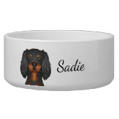 Black And Tan Cavalier King Charles Spaniel & Name Bowl (Front)