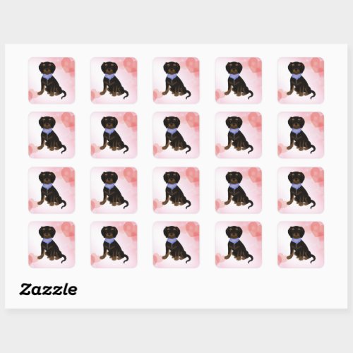 Black and Tan Cavalier King Charles Spaniel Puppy  Square Sticker