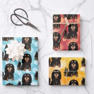 Black and Tan Cavalier King Charles Spaniel Wrapping Paper Sheets