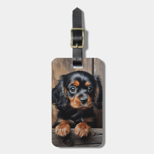 Black and tan Cavalier puppy Luggage Tag