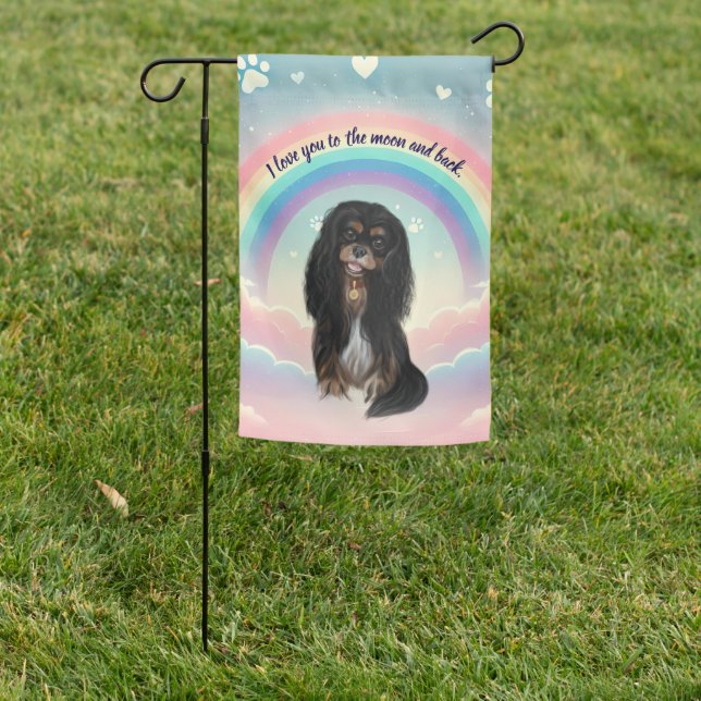 Black and Tan Cavalier Rainbow Bridge Memorial  Garden Flag (In SItu)