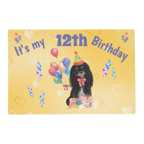 Black and Tan Cavalier Spaniel Birthday  Placemat