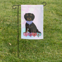 Black and Tan Cavalier Spaniel Valentine Garden Flag
