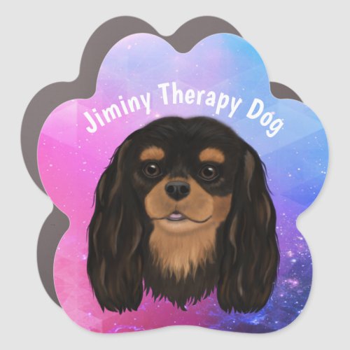 Black and Tan Cavalier Therapy Dog  Car Magnet