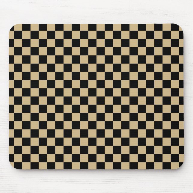 Black and Tan Checkered Mouse Pad (Front)