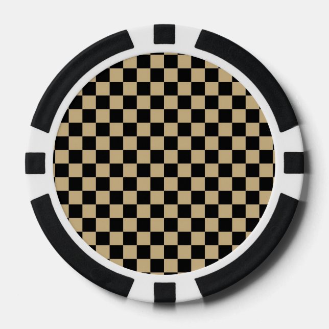 Black and Tan Checkered Poker Chips (Front)