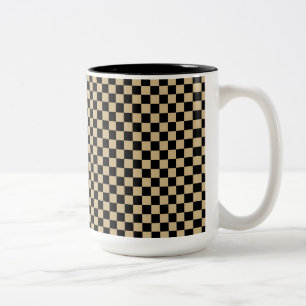 Black and Tan Checkered Two-Tone Coffee Mug