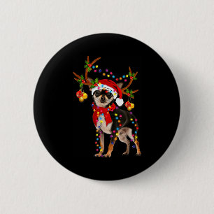 Black And Tan Chihuahua Gorgeous Reindeer Christma Button