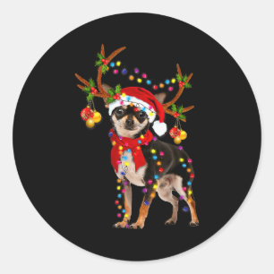 Black And Tan Chihuahua Gorgeous Reindeer Christma Classic Round Sticker