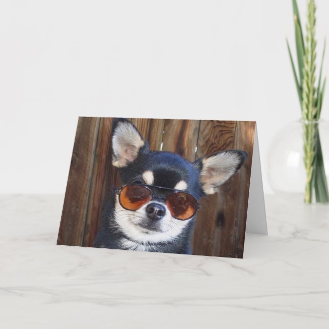 Black and tan Chihuahua greeting card (Front)