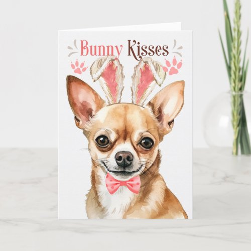 Black and Tan Chihuahua in Bunny Ears for Easter Holiday Card