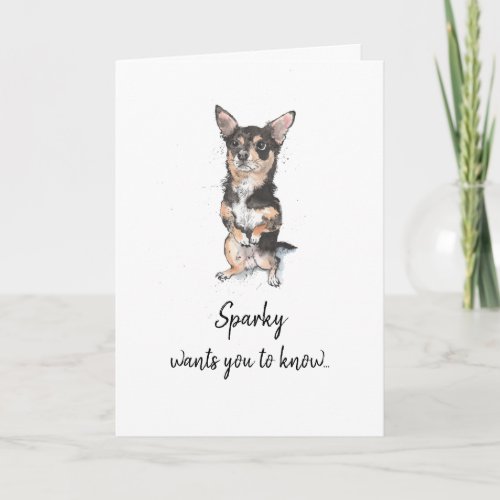 Black and tan Chihuahua personalized Fathers day Card