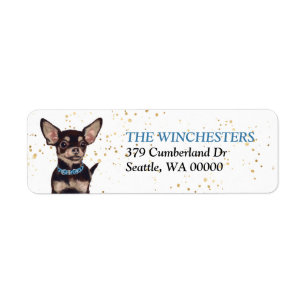 Black and Tan Chihuahua Portrait Address Label
